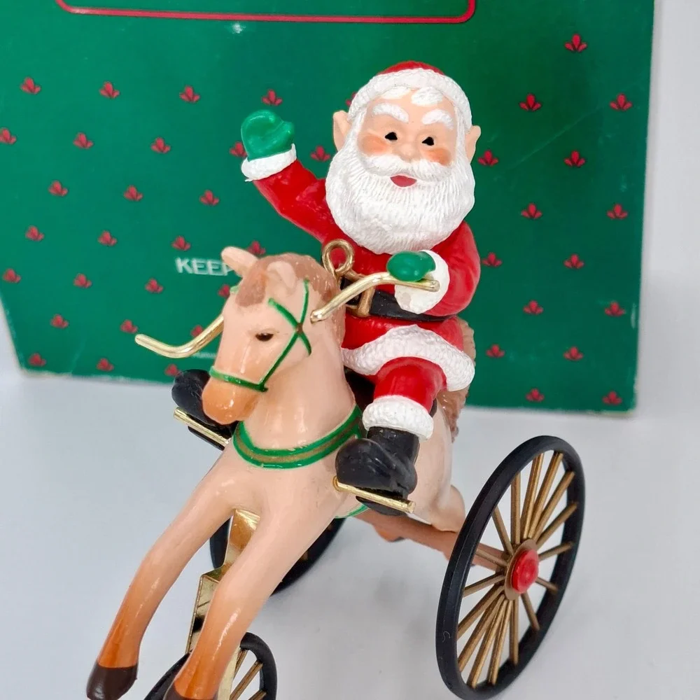 Hallmark The Wonderful Santacycle Ornament 1988 Santa Horse Tricycle Vintage Box